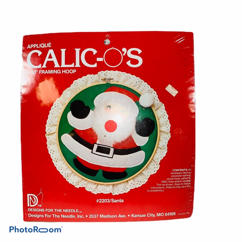 Calic-O’s appliqué Christmas Santa hoop kit 1982 Vintage craft #2203